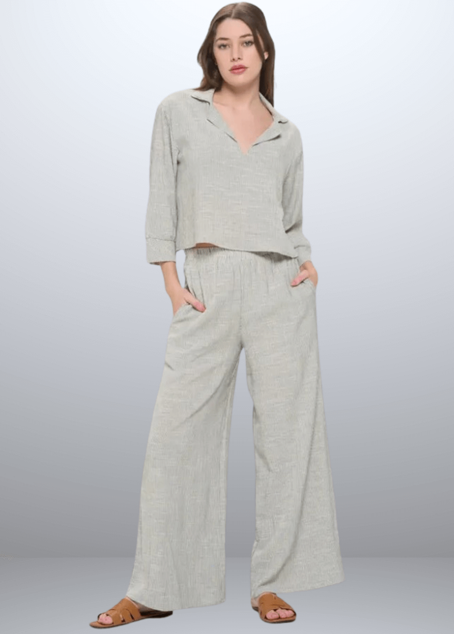 Jane Casual Striped Wide Leg Pants