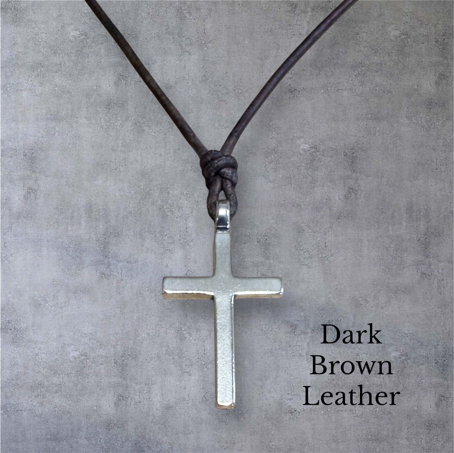 Classic Cross Necklace - Sterling Silver on Leather Cord
