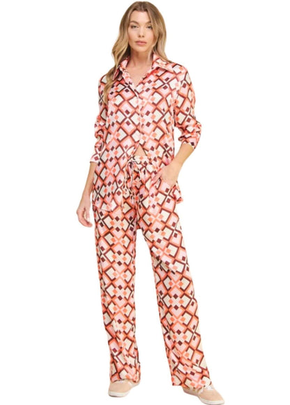 Pink Retro Satin Pants CLEARANCE FINAL SALE