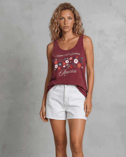 Happy 250th Birthday America Tank Top | Burnt Red Clay