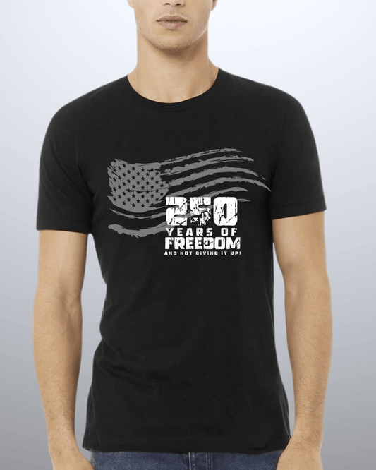 250 Years of FREEDOM Waving Distressed Flag - Black