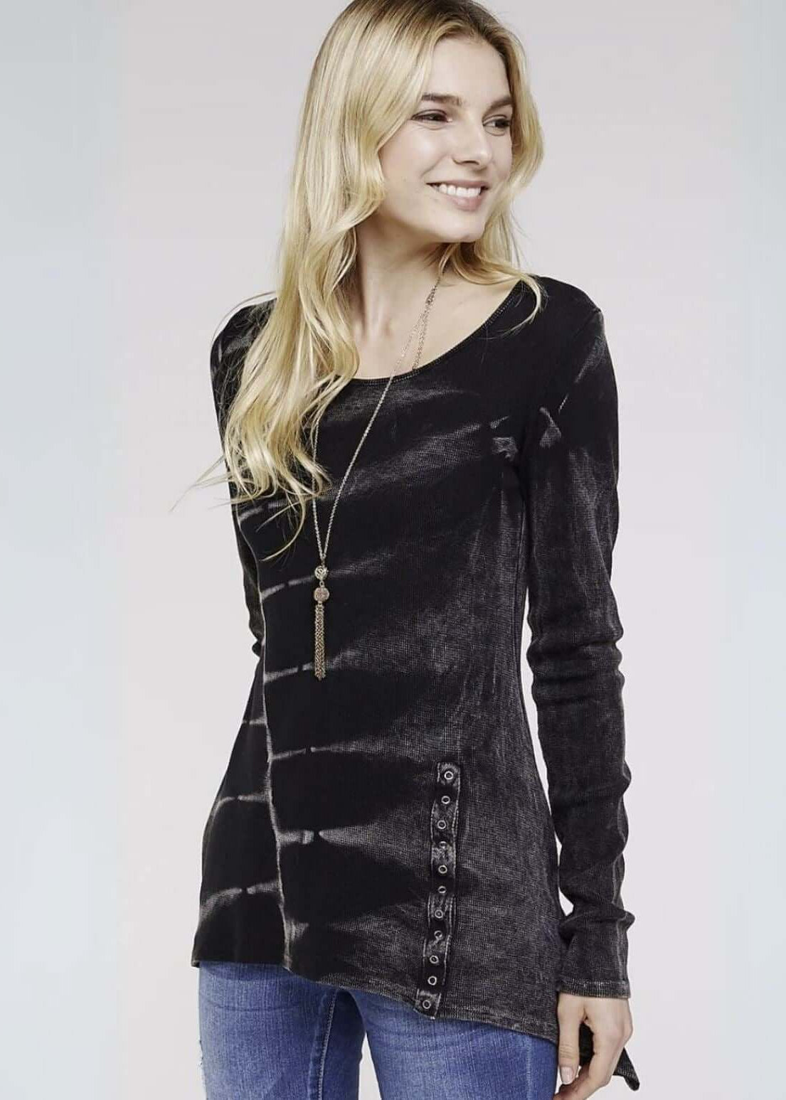 Asymmetrical Scoop Neck Thermal Tunic Made in USA