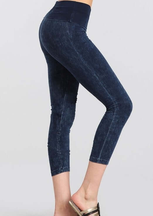Easy Fit USA Cotton Capri Leggings Made in USA In Dark Denim