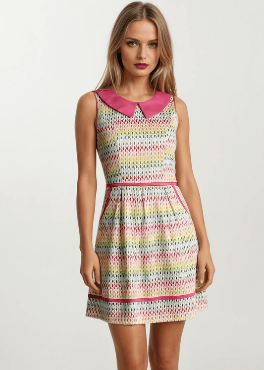 Rainbow Drop Collared Dress