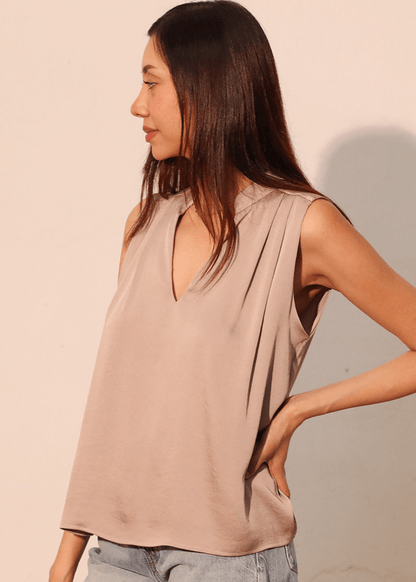 Paulina Pleated Poly Silk Top