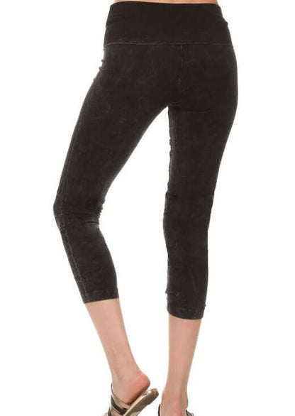 Easy Fit American Cotton Capri Leggings Made in USA in Black