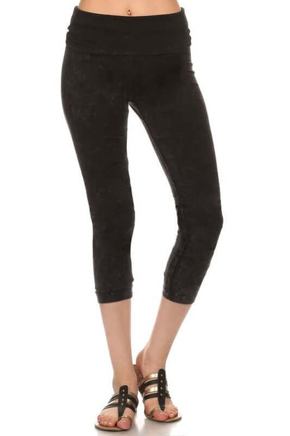 Easy Fit American Cotton Capri Leggings Made in USA in Black