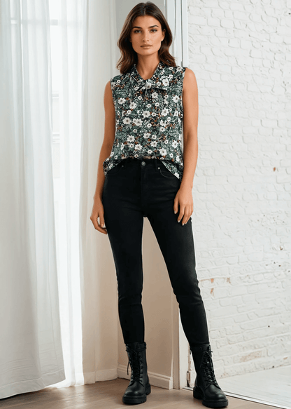 Winter Floral Bow Top