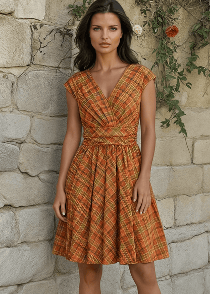 Orange Plaid Greta Dress