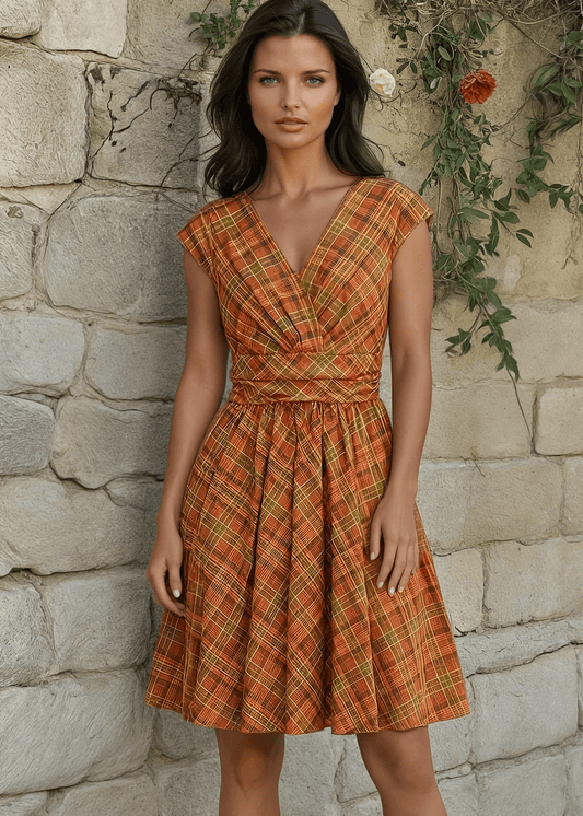 Orange Plaid Greta Dress