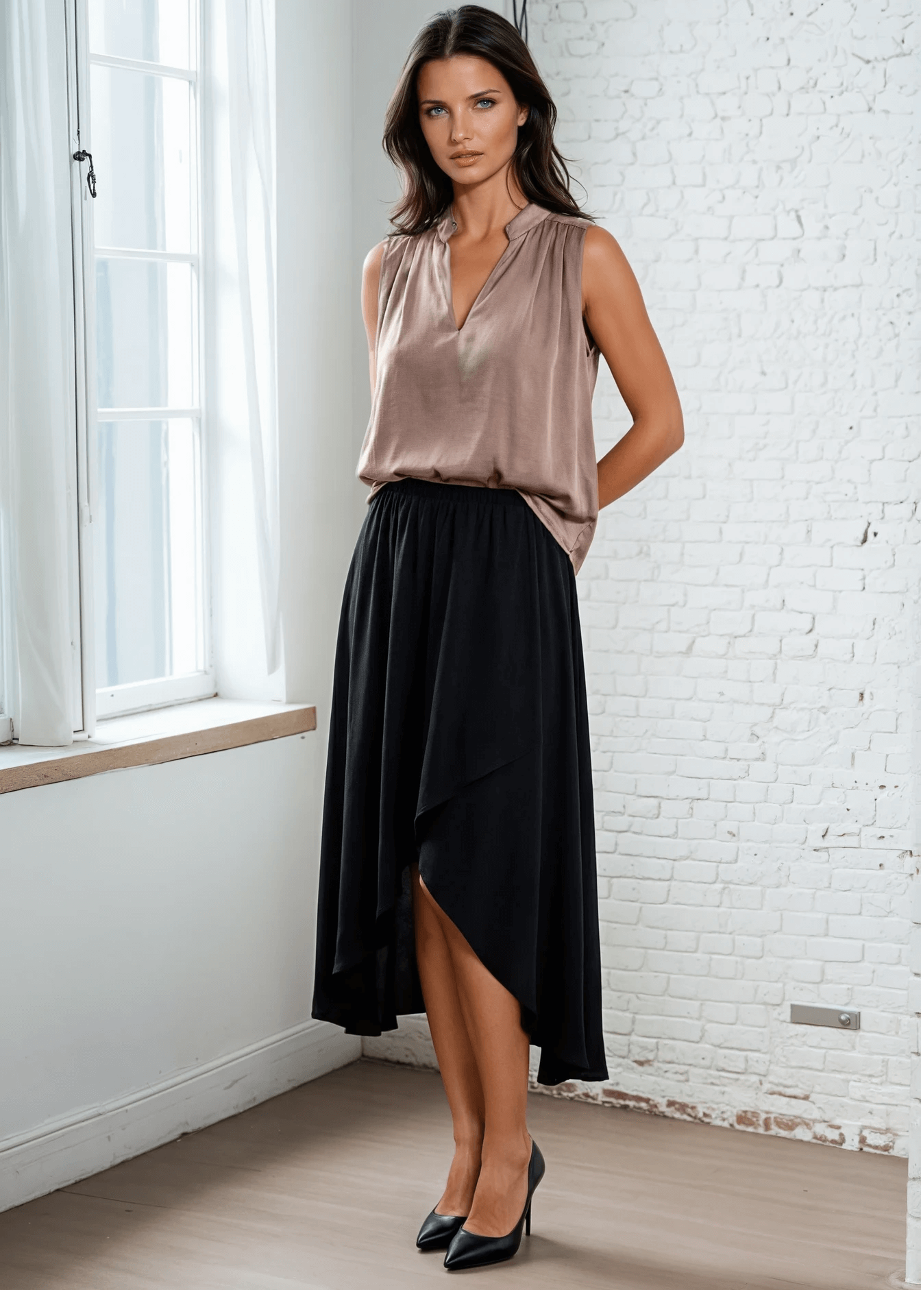 Paulina Pleated Poly Silk Top