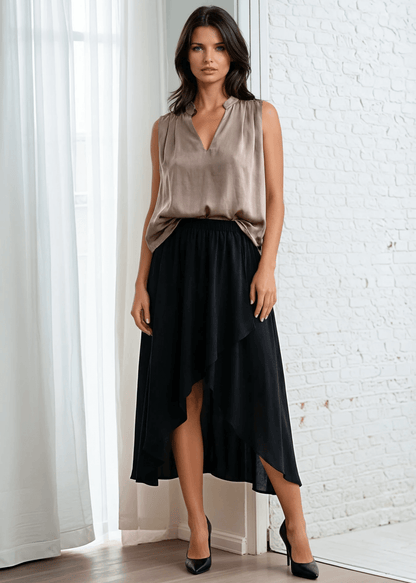 Paulina Pleated Poly Silk Top