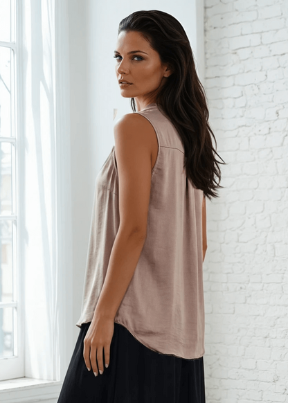 Paulina Pleated Poly Silk Top