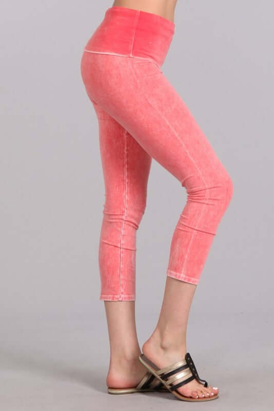 Easy Fit USA Cotton Capri Leggings Made in USA In Coral