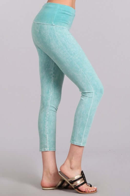 Easy Fit USA Cotton Capri Leggings Made in USA In MInt