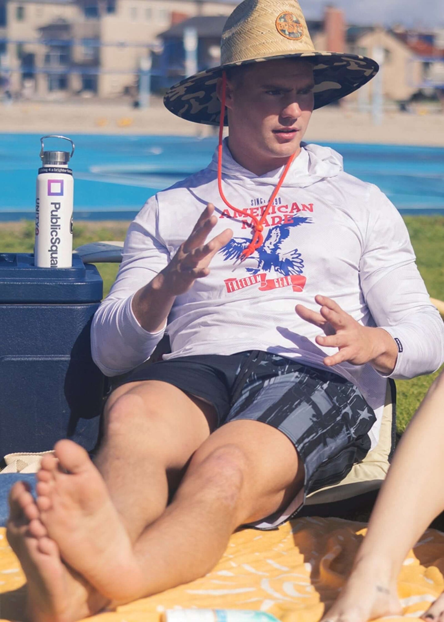 American Made Eagle Mesh White Out Sun Hoodie