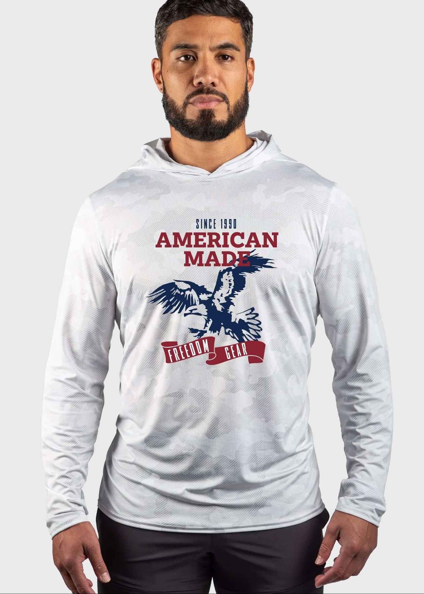 American Made Eagle Mesh White Out Sun Hoodie