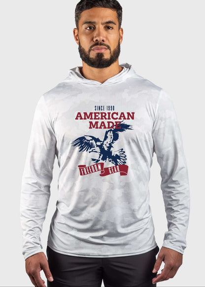 American Made Eagle Mesh White Out Sun Hoodie