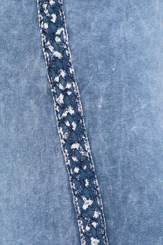 Crochet Striped Mineral Washed Capri Leggings Made in USA - Plus Size