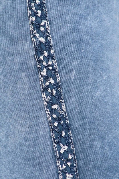 Crochet Striped Mineral Washed Capri Leggings Made in USA - Plus Size