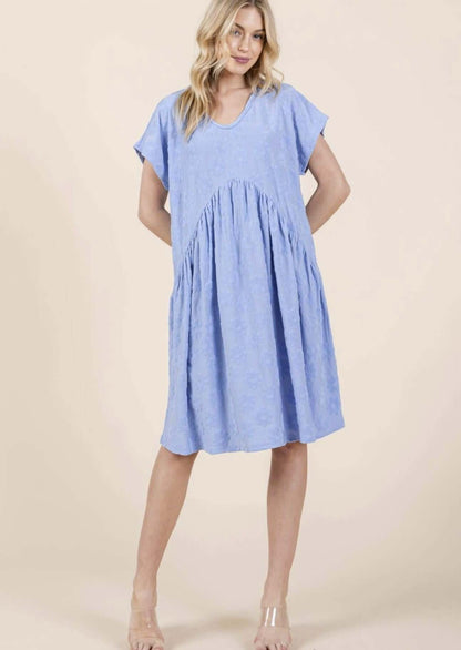 Daisy Blue Textured Floral Mini Dress CLEARANCE FINAL SALE