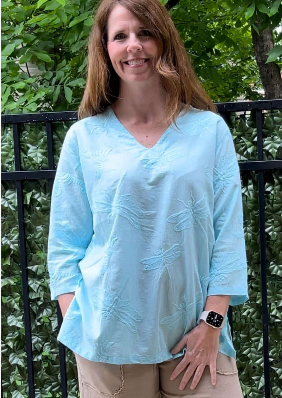 Dragonfly Embroidered Top Made in USA
