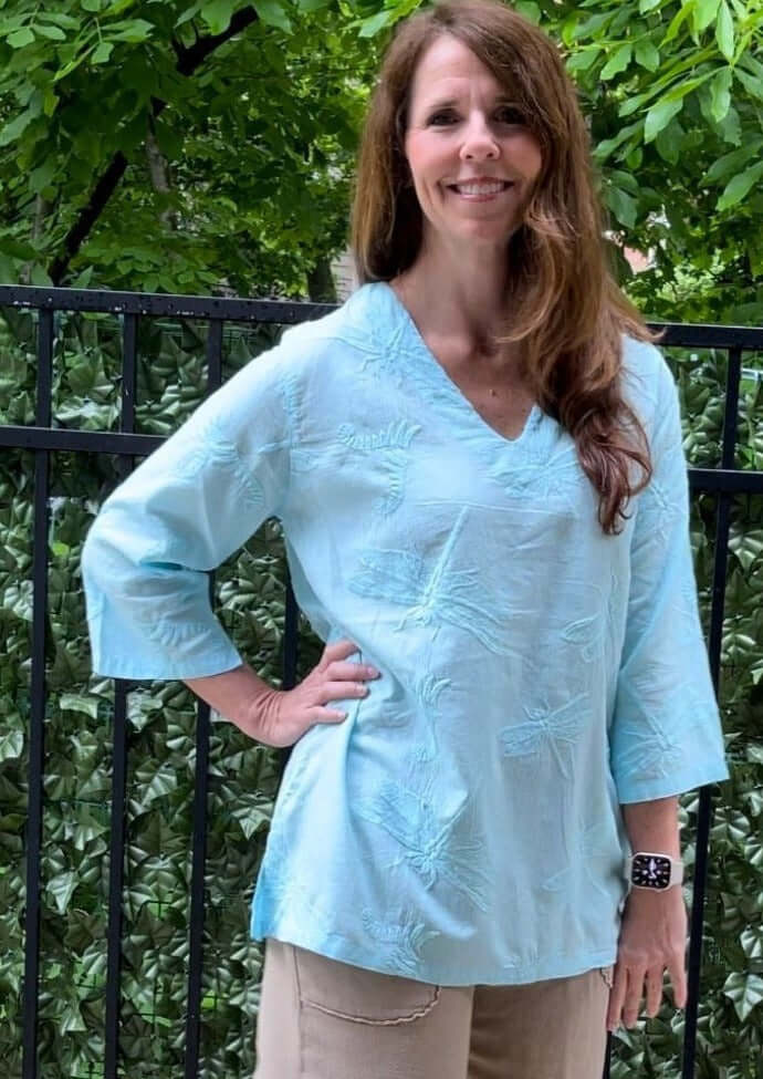 Dragonfly Embroidered Top Made in USA