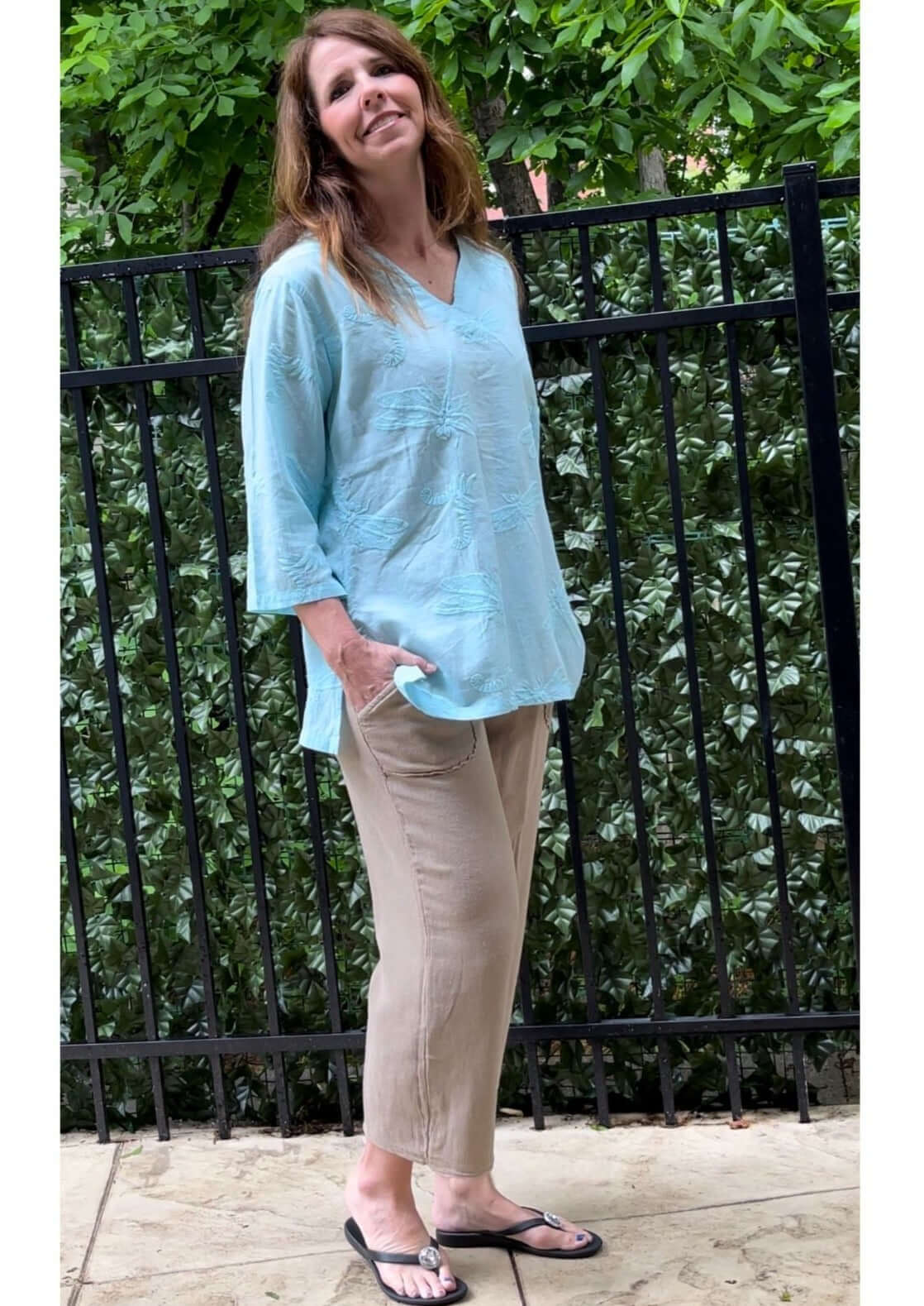 Dragonfly Embroidered Top Made in USA