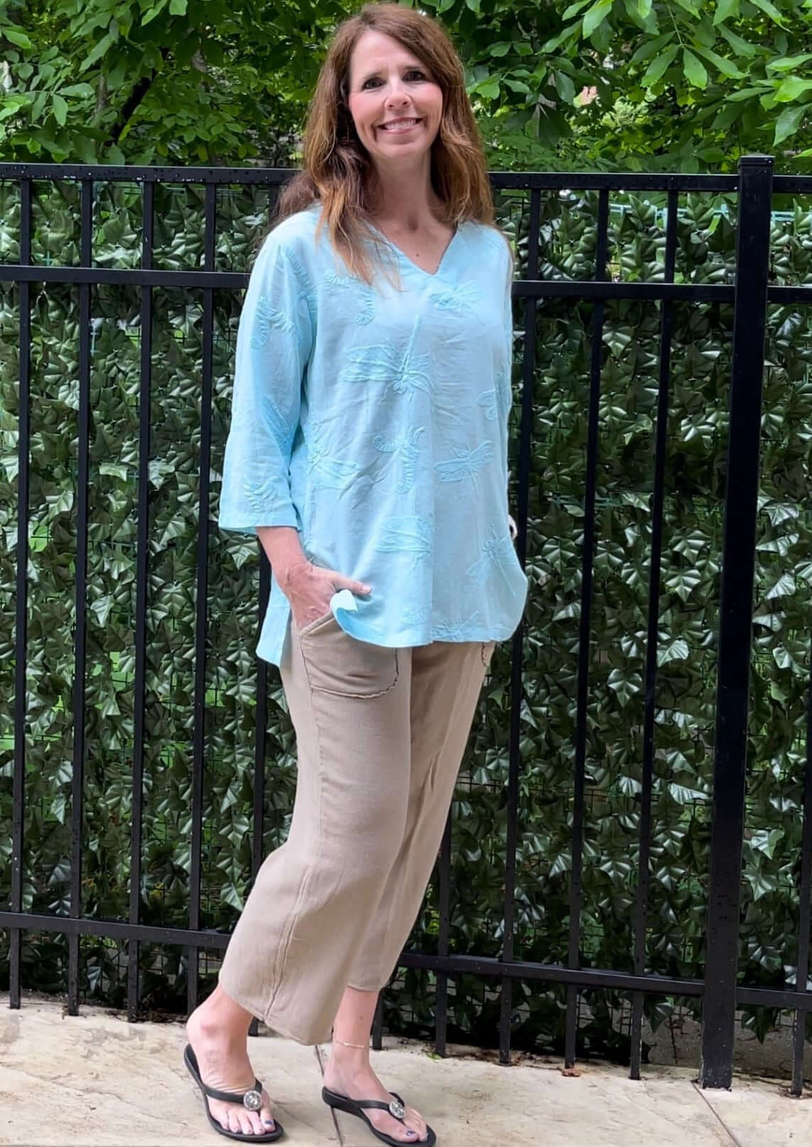 Dragonfly Embroidered Top Made in USA