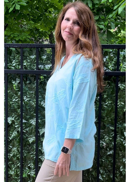 Dragonfly Embroidered Top Made in USA