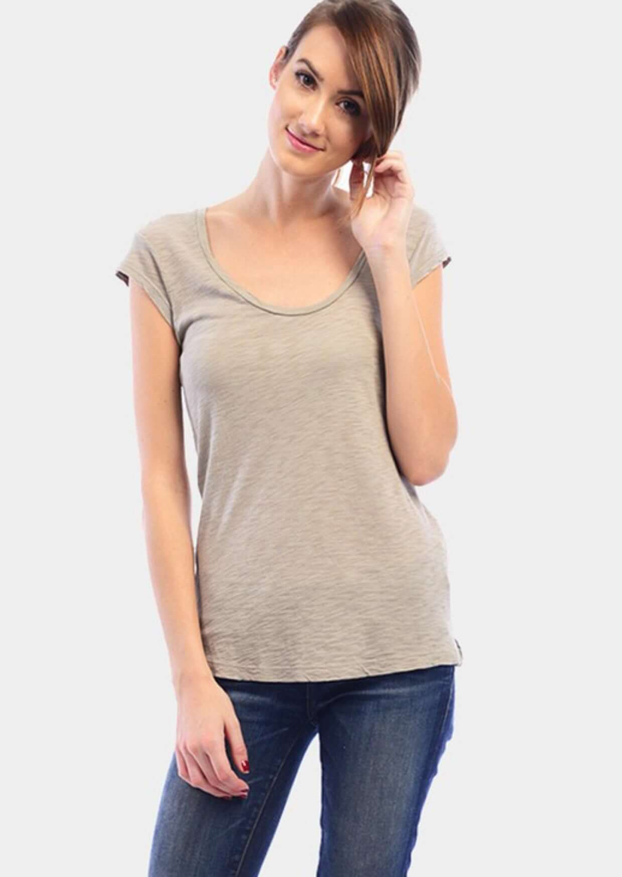 Scoop Neck Fitted Tee - CLEARANCE FINAL SALE