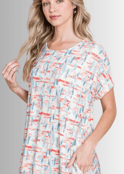 Summer Abstract Print Shirt Dress CLEARANCE FINAL SALE