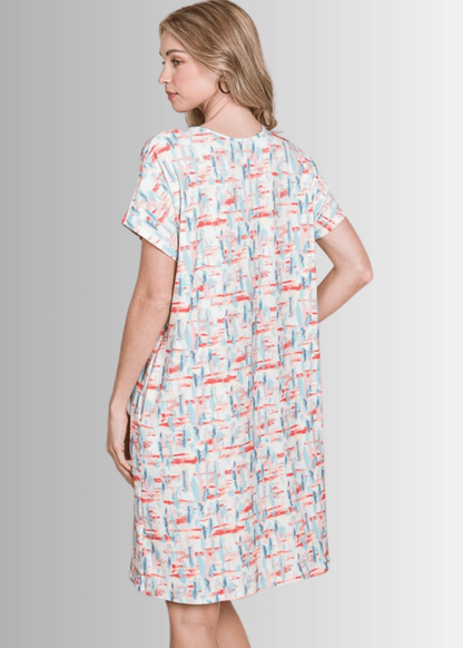 Summer Abstract Print Shirt Dress CLEARANCE FINAL SALE