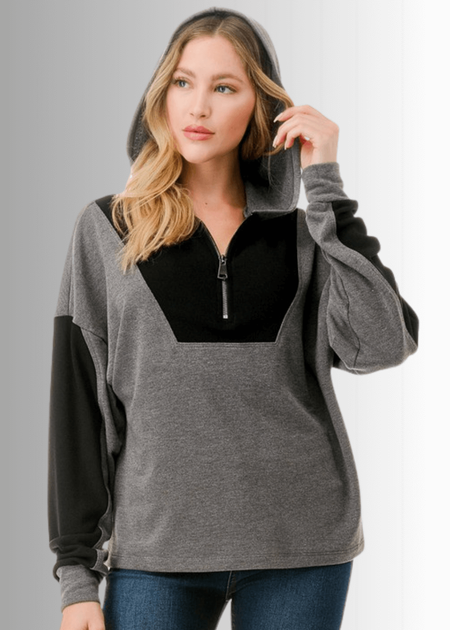 Allison Color Block Hoodie  - CLEARANCE FINAL SALE