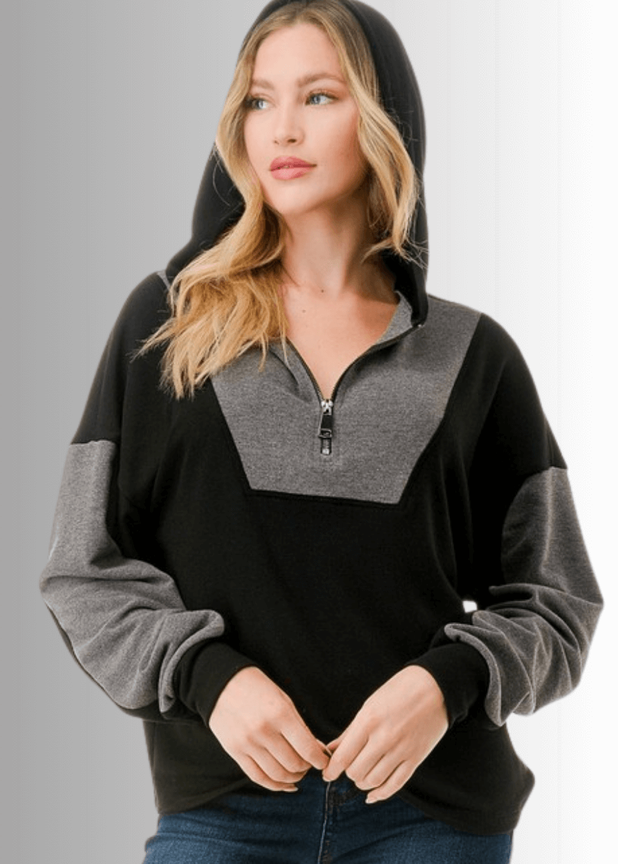 Allison Color Block Hoodie  - CLEARANCE FINAL SALE