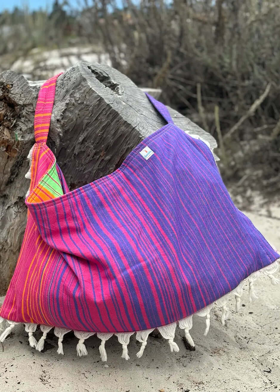 Striped 3 in 1 Turkish Cotton Beach Bag