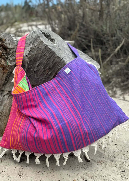 Striped 3 in 1 Turkish Cotton Beach Bag