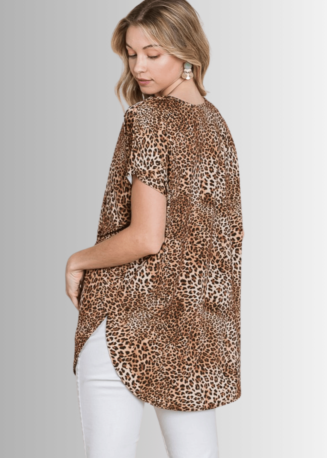 Nora V-Neck Animal Print Jersey Tunic CLEARANCE FINAL SALE