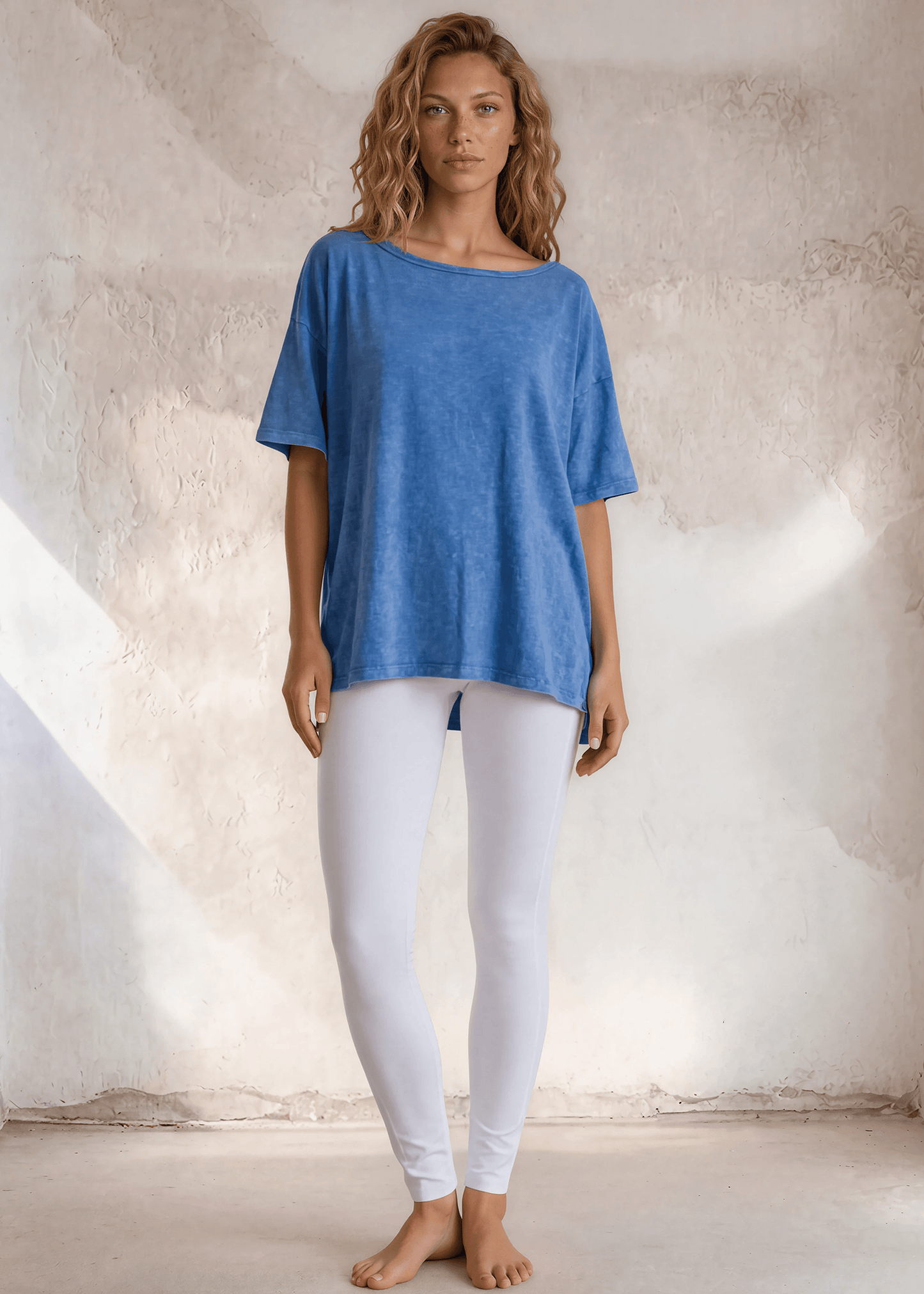 Aubree Cotton Slub Top in  Mineral Washed Blue