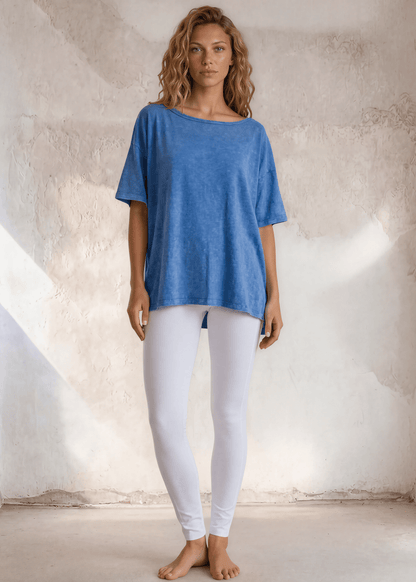 Aubree Cotton Slub Top in  Mineral Washed Blue