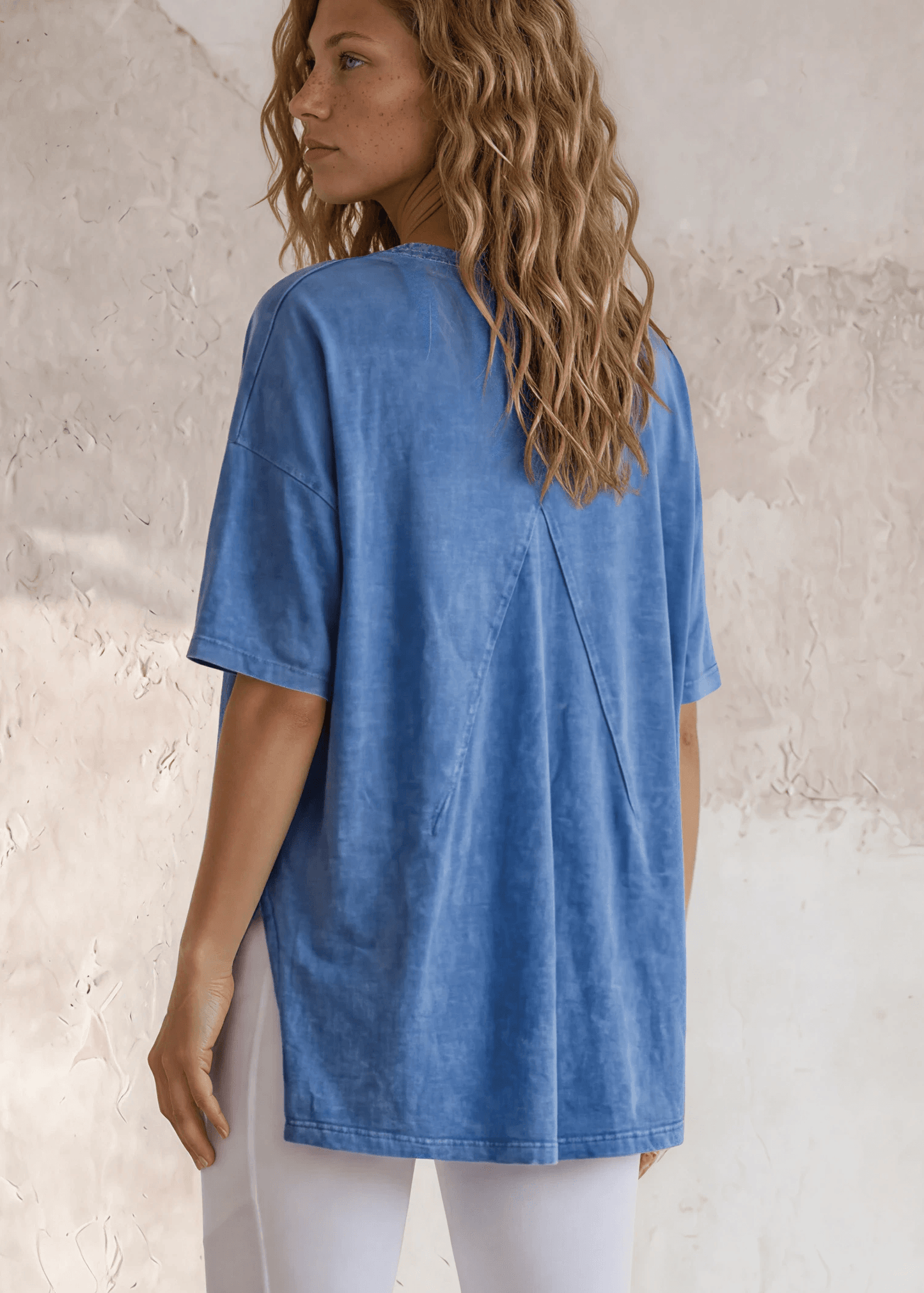 Aubree Cotton Slub Top in  Mineral Washed Blue