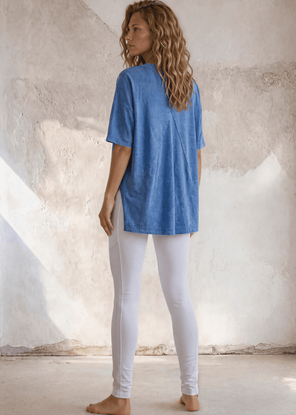 Aubree Cotton Slub Top in  Mineral Washed Blue