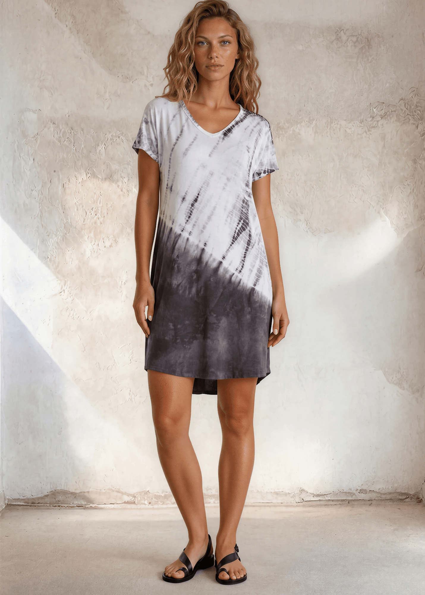 Casually Cool Tie Dye Dress in Grey