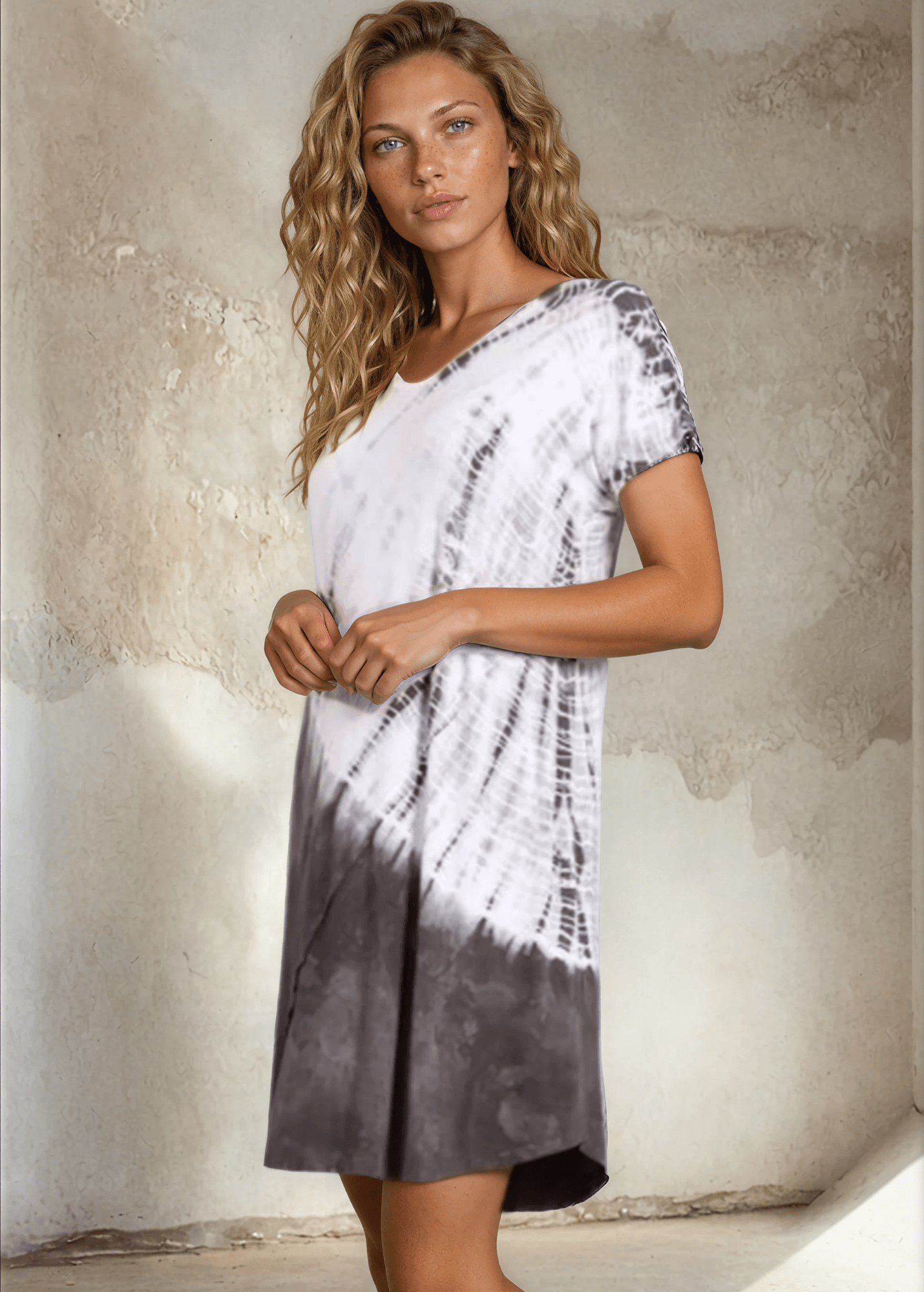 Casually Cool Tie Dye Dress in Grey