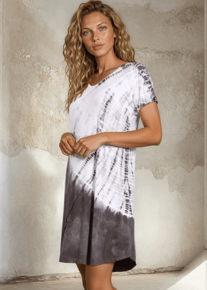 Casually Cool Tie Dye Dress in Grey