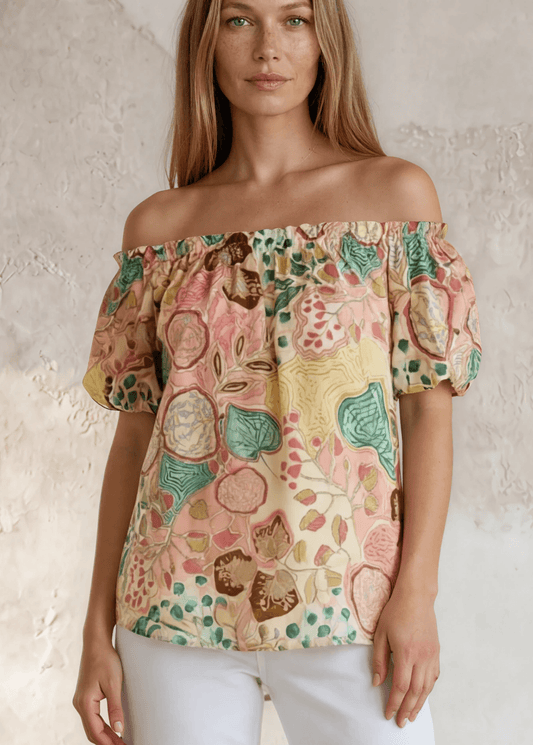 Avery Floral Off-Shoulder Puff Sleeve Top