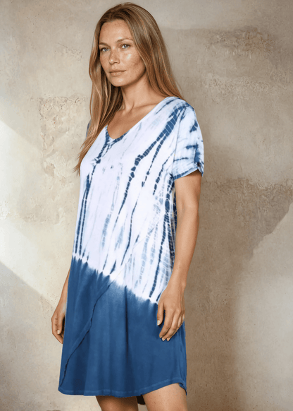 Casually Cool Tie Dye Dress in Blue