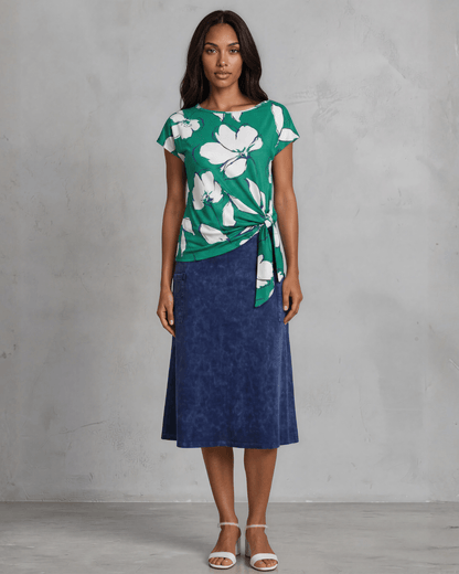 Farrah Flower Print Top W Knot Tie