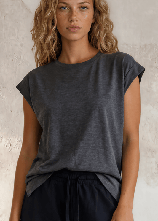 Marla Muscle Tee - Charcoal