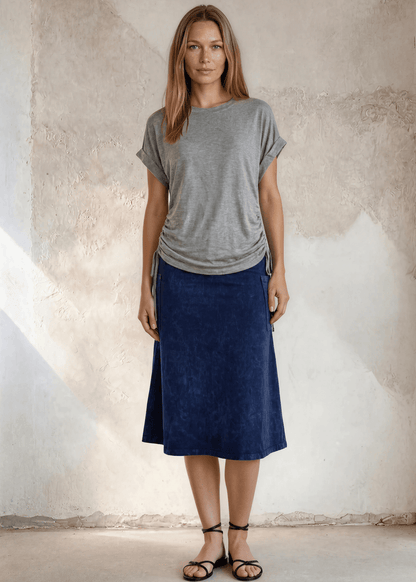 Rhonda Ruched Side Shirt in Heather Gray